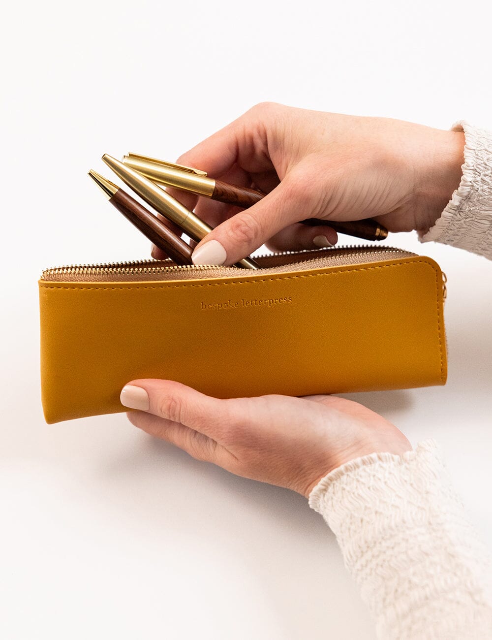 Pencil Case Slim - Mustard Pencil Case Bespoke Letterpress 