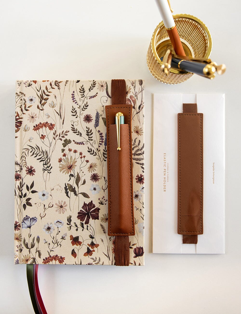 Elastic Pen Holder - Tan