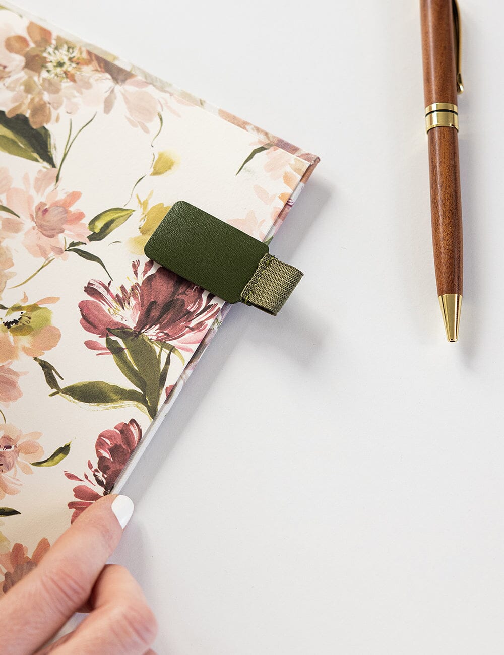 Adhesive Rectangle Pen Loop - Olive Green