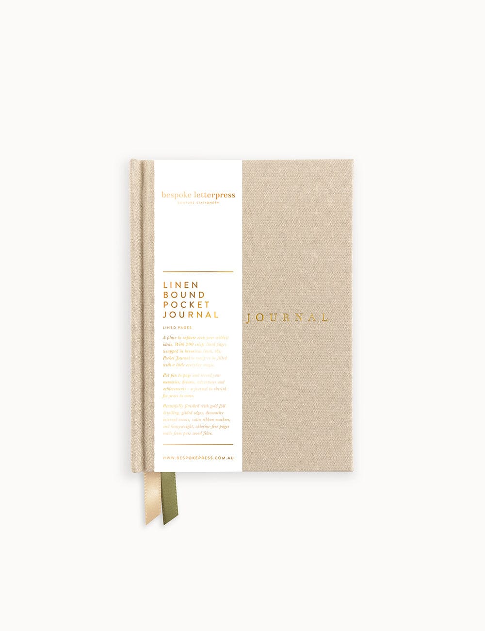 Linen Bound Pocket Journal - Desert Sand (Lined) Journals Bespoke Letterpress 