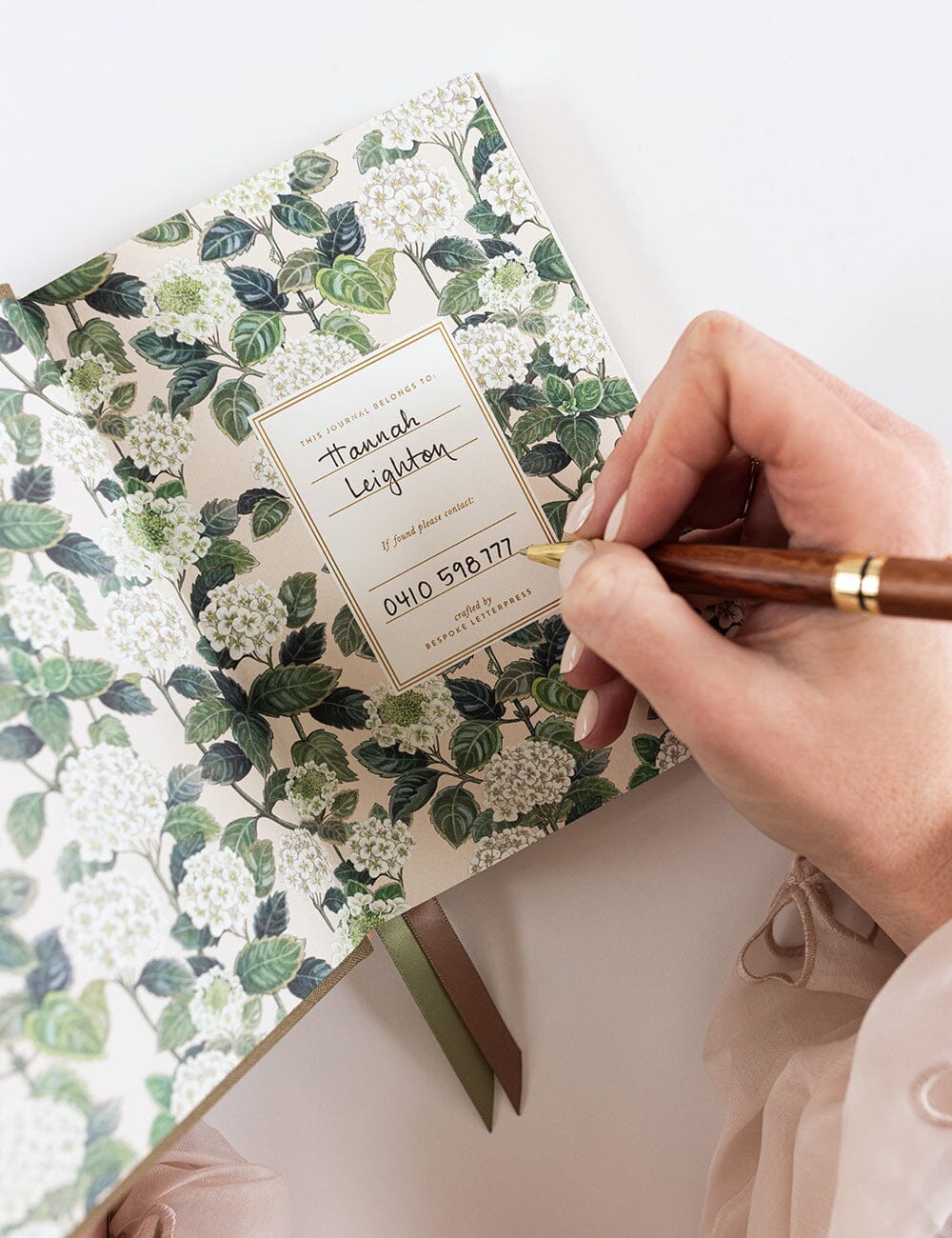 Linen Bound Pocket Journal - Saltmarsh Green (Bullet) Journals Bespoke Letterpress 