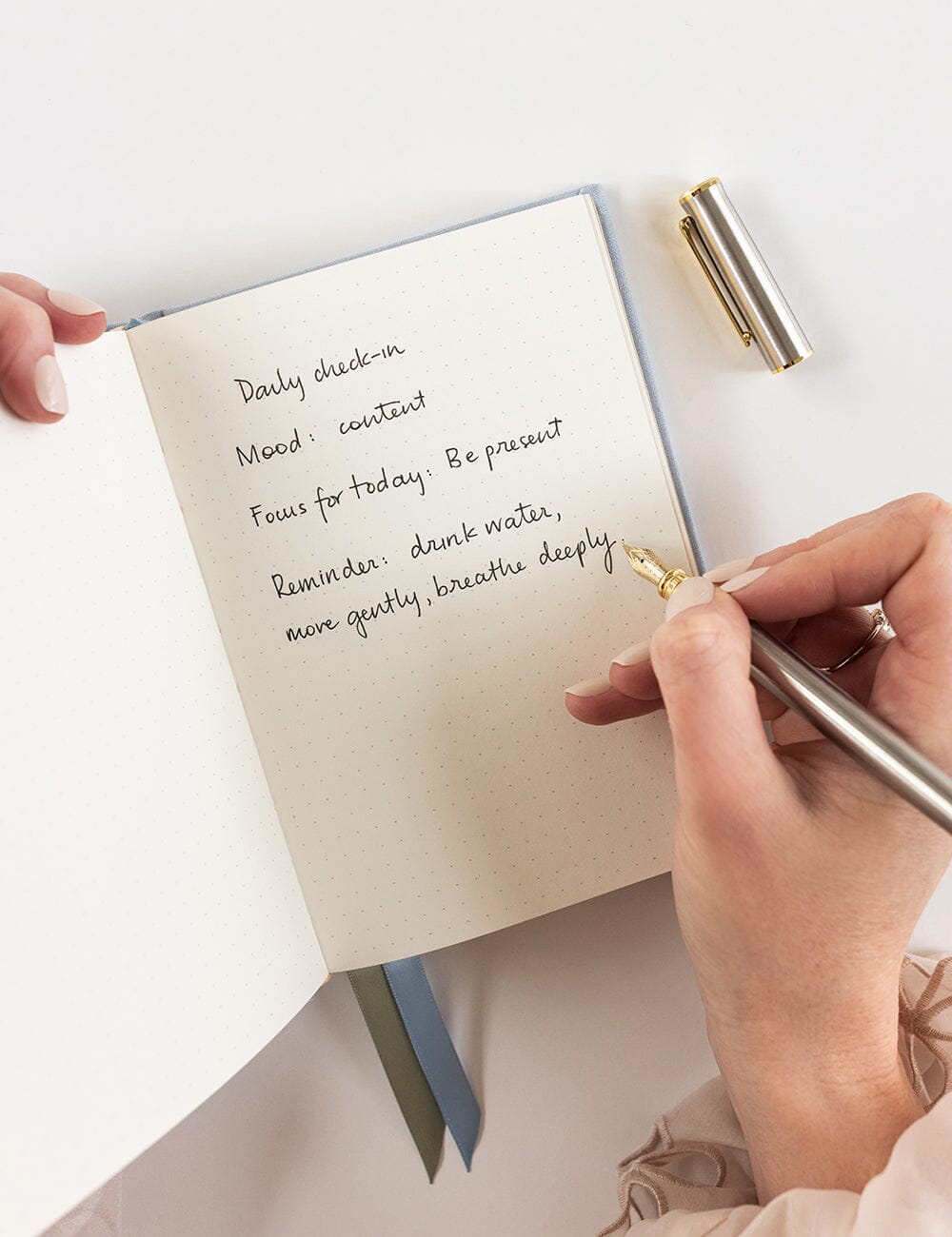 Linen Bound Pocket Journal - Luna Blue (Bullet)