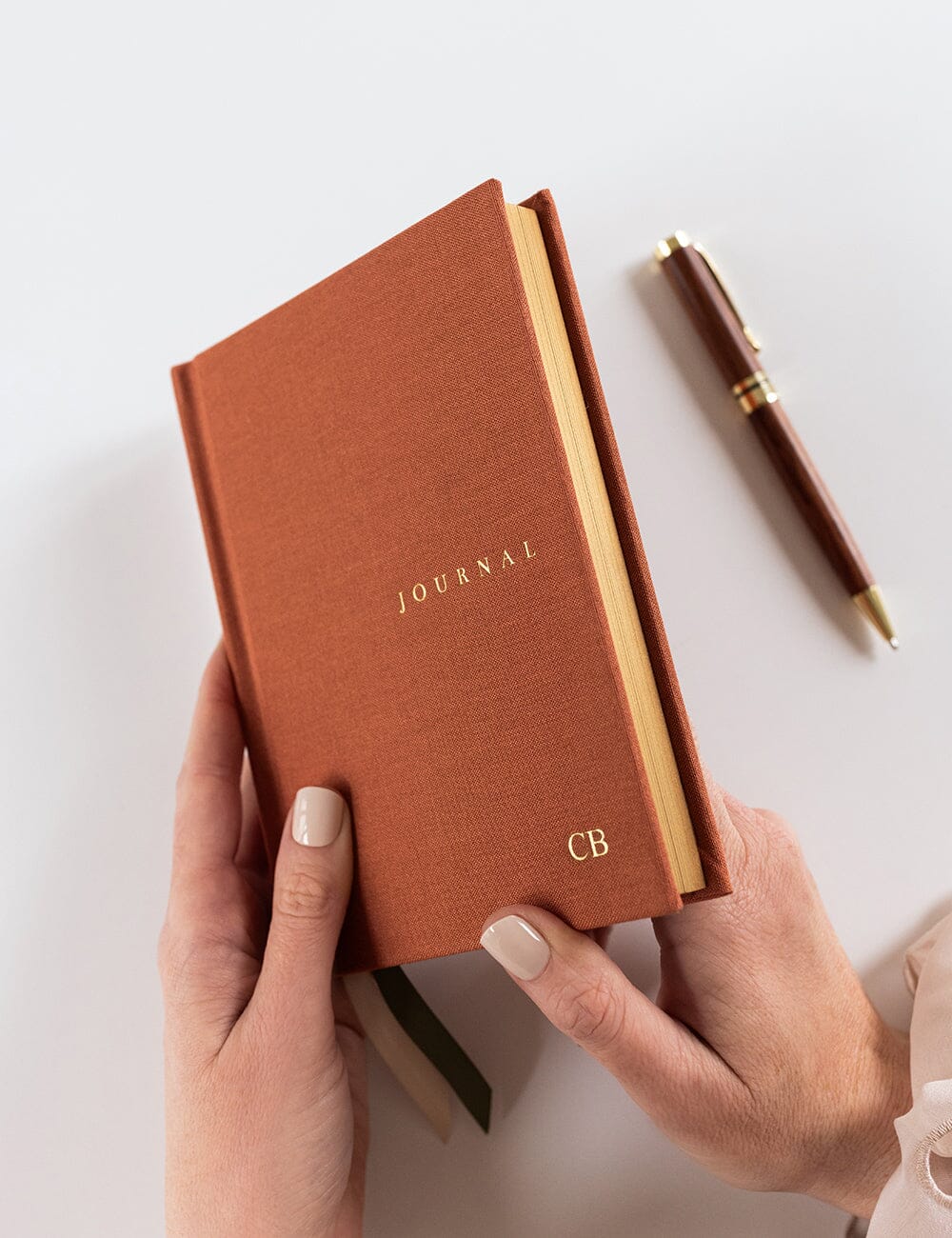 Linen Bound Pocket Journal - Burnt Clay (Blank)