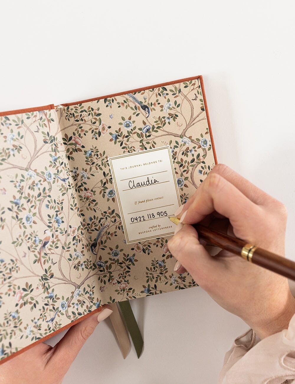 Linen Bound Pocket Journal - Burnt Clay (Blank) Journals Bespoke Letterpress 