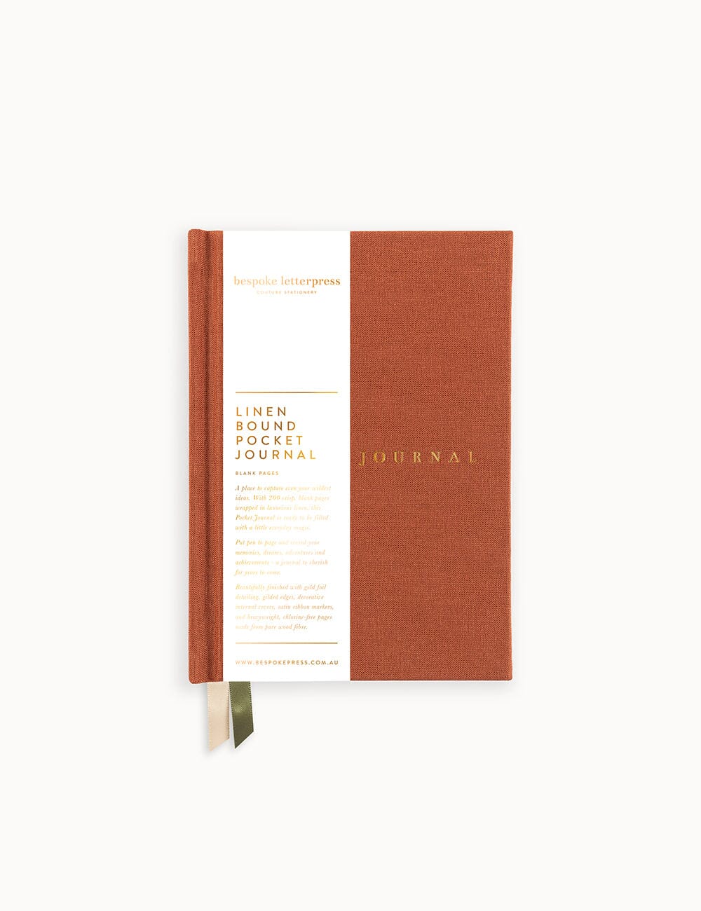 Linen Bound Pocket Journal - Burnt Clay (Blank)