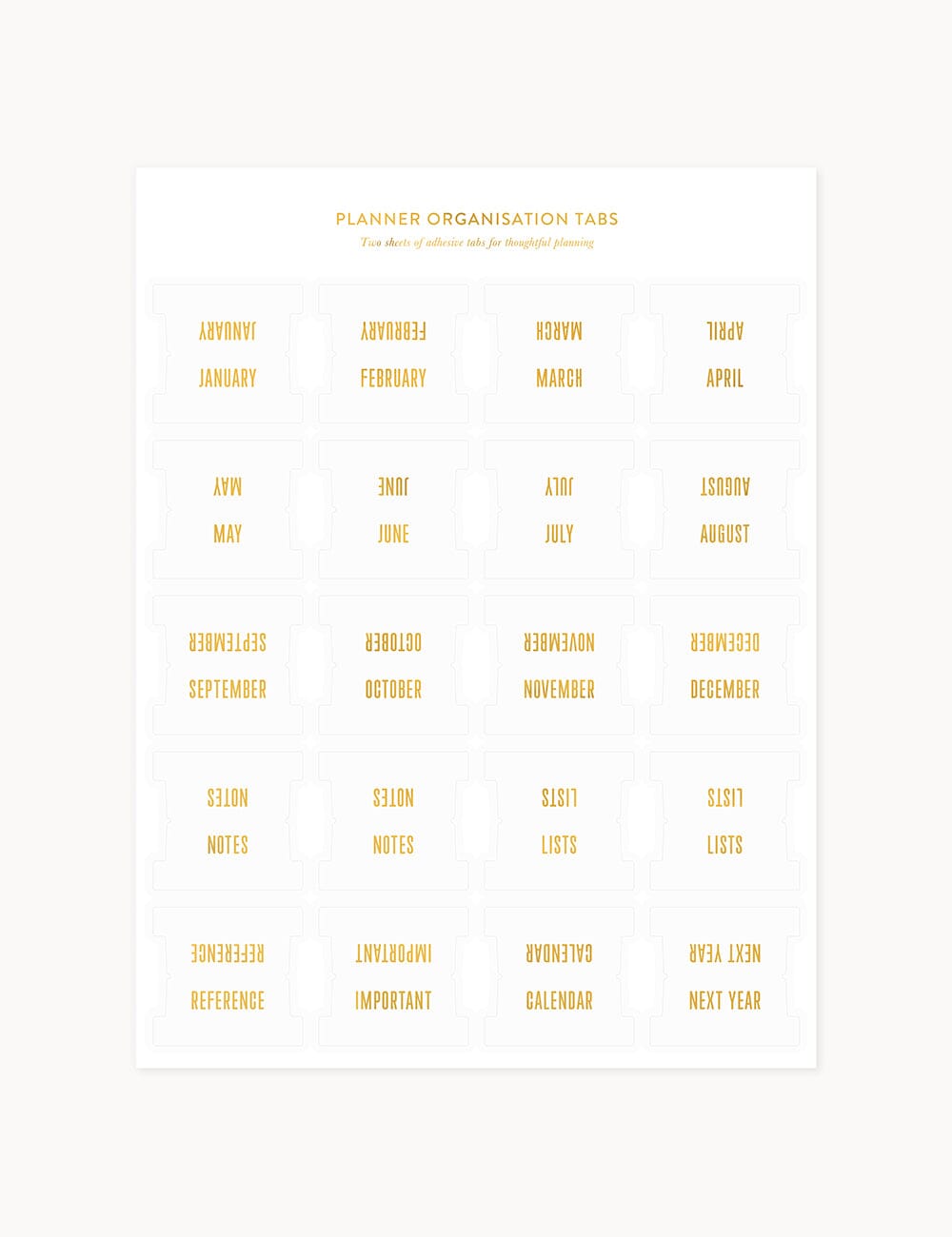 Planner Tab Stickers - White Stickers Bespoke Letterpress 