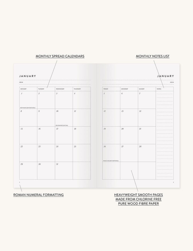 2024 Petite Linen Bound Planner - Casper Blue (Pre-Order) Planners Bespoke Letterpress 