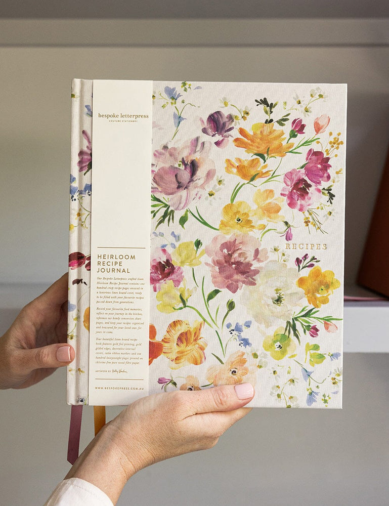 Gift Set - Heirloom Recipe Book - Ranunculus Recipe Book Bespoke Letterpress 