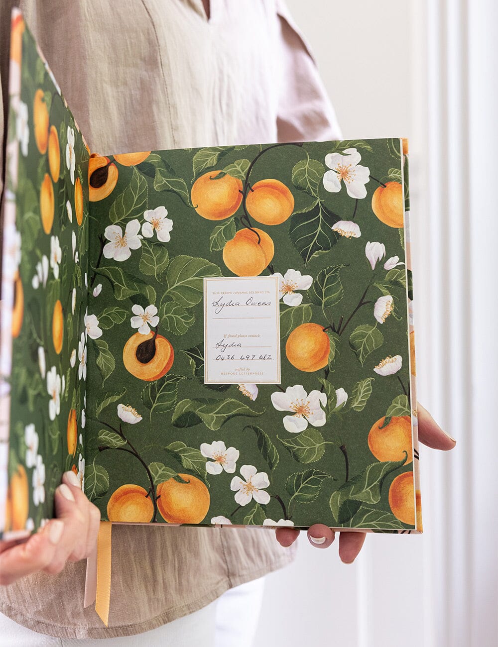 Heirloom Recipe Book Journal - Peaches Recipe Book Bespoke Letterpress 