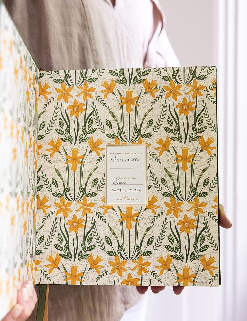 Heirloom Recipe Book Journal - Basil Green Recipe Book Bespoke Letterpress 