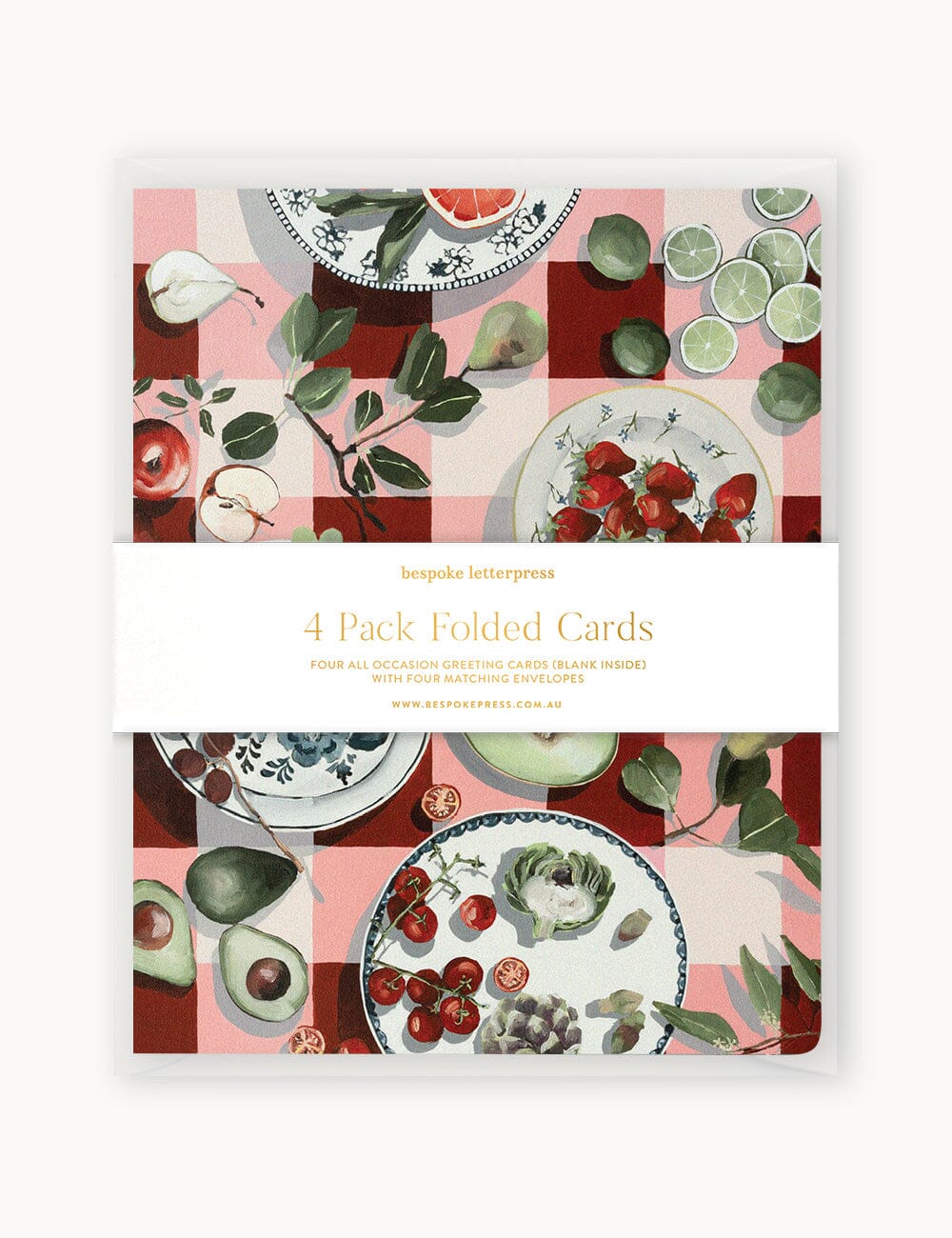 4pk Blank Cards - Red Gingham by Whitney Spicer