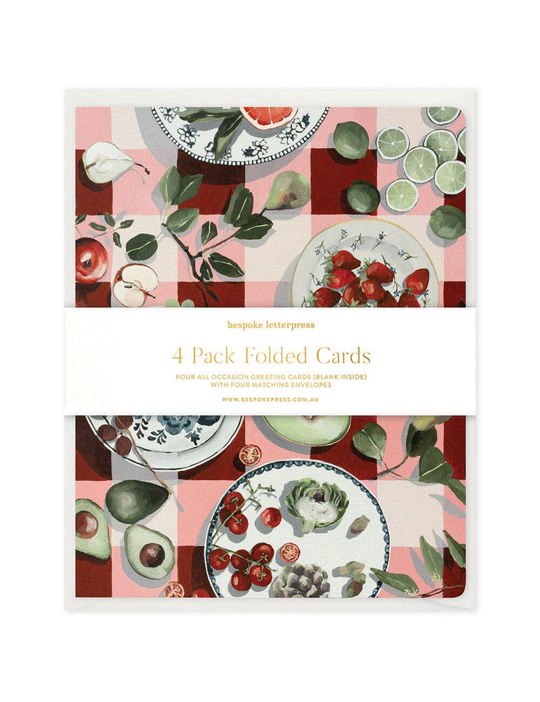 4pk Notecards - Red Gingham by Whitney Spicer