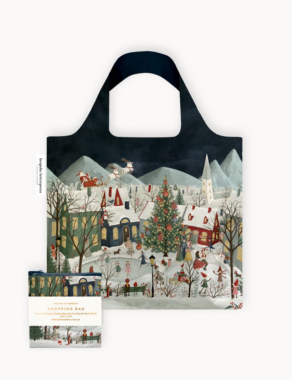 A Christmas Village - Reusable Large Shopping Bag Shopping Bag Bespoke Letterpress 