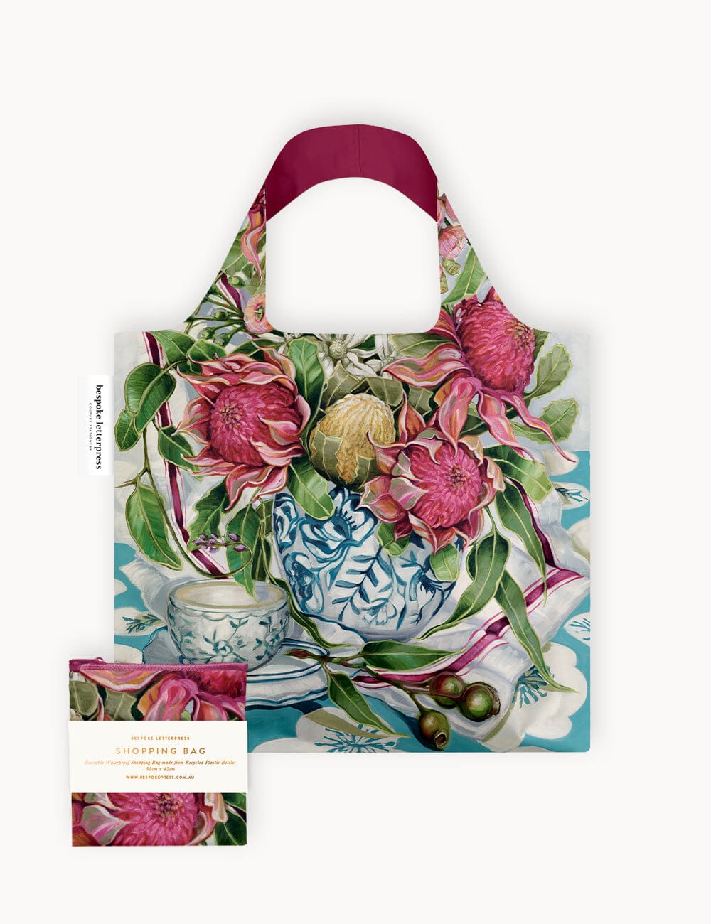 Waratah in Blue – Reusable Shopping Bag Shopping Bag Bespoke Letterpress 