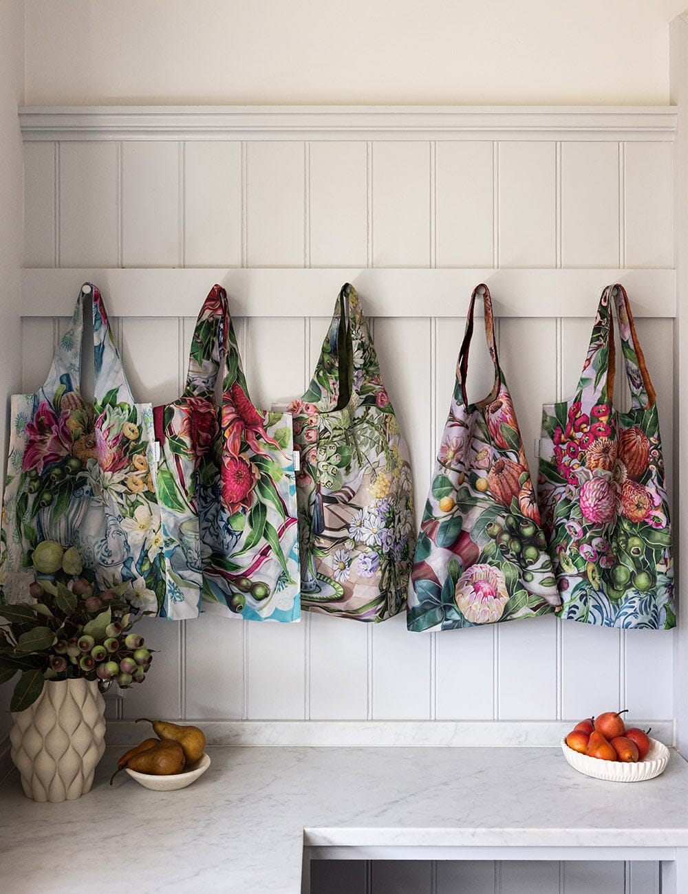 Waratah in Blue – Reusable Shopping Bag