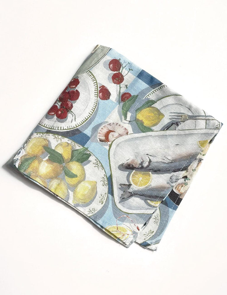 SECONDS SALE - Individual Crab & Squid 100% Linen Napkin (Unboxed) Napkins Bespoke Letterpress 