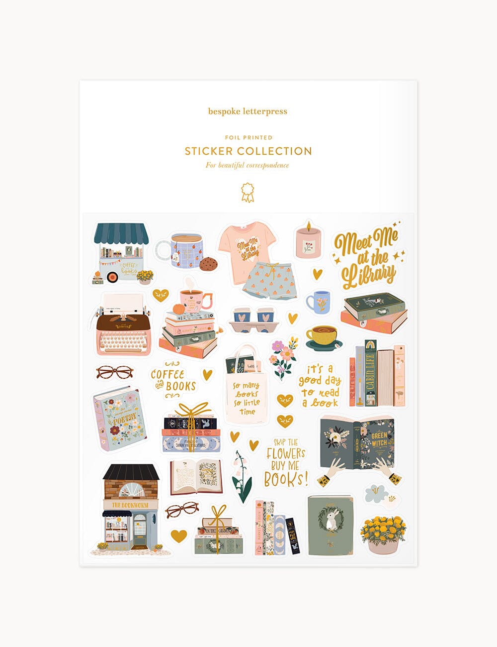 Book Lovers Sticker Sheet Stickers Bespoke Letterpress 