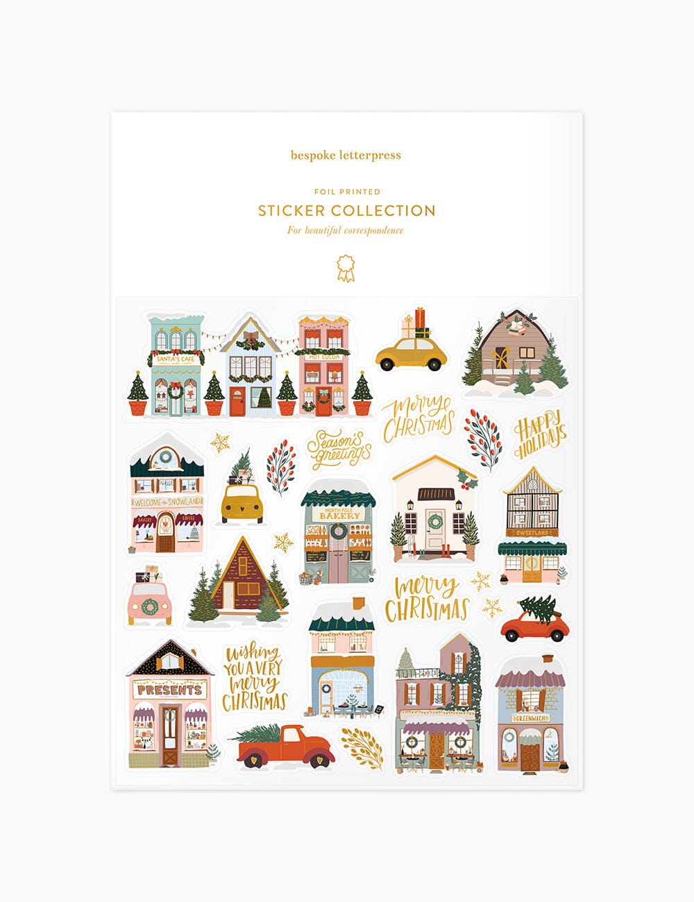"Christmas Houses" Sticker Collections Stickers Bespoke Letterpress 