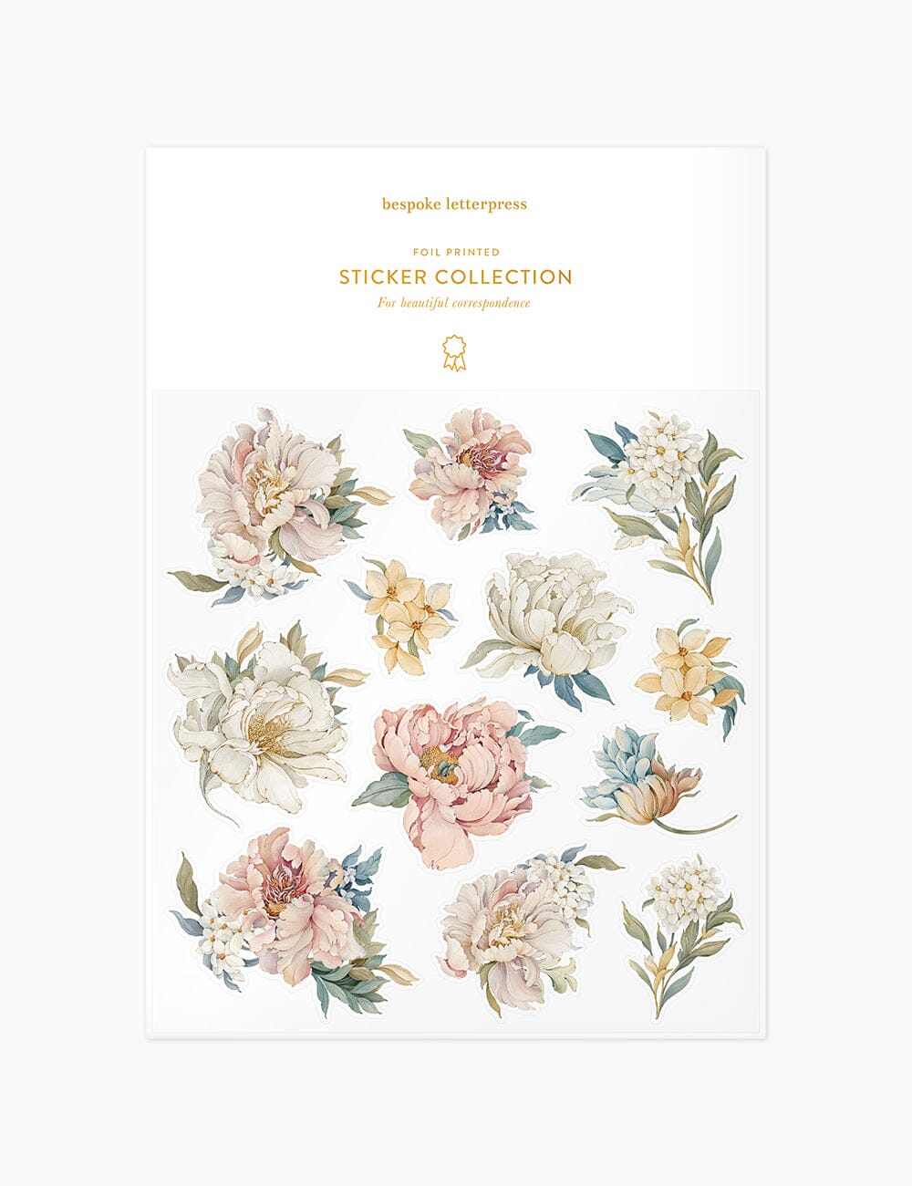Promenade Peonies Sticker Sheet Stickers Bespoke Letterpress 