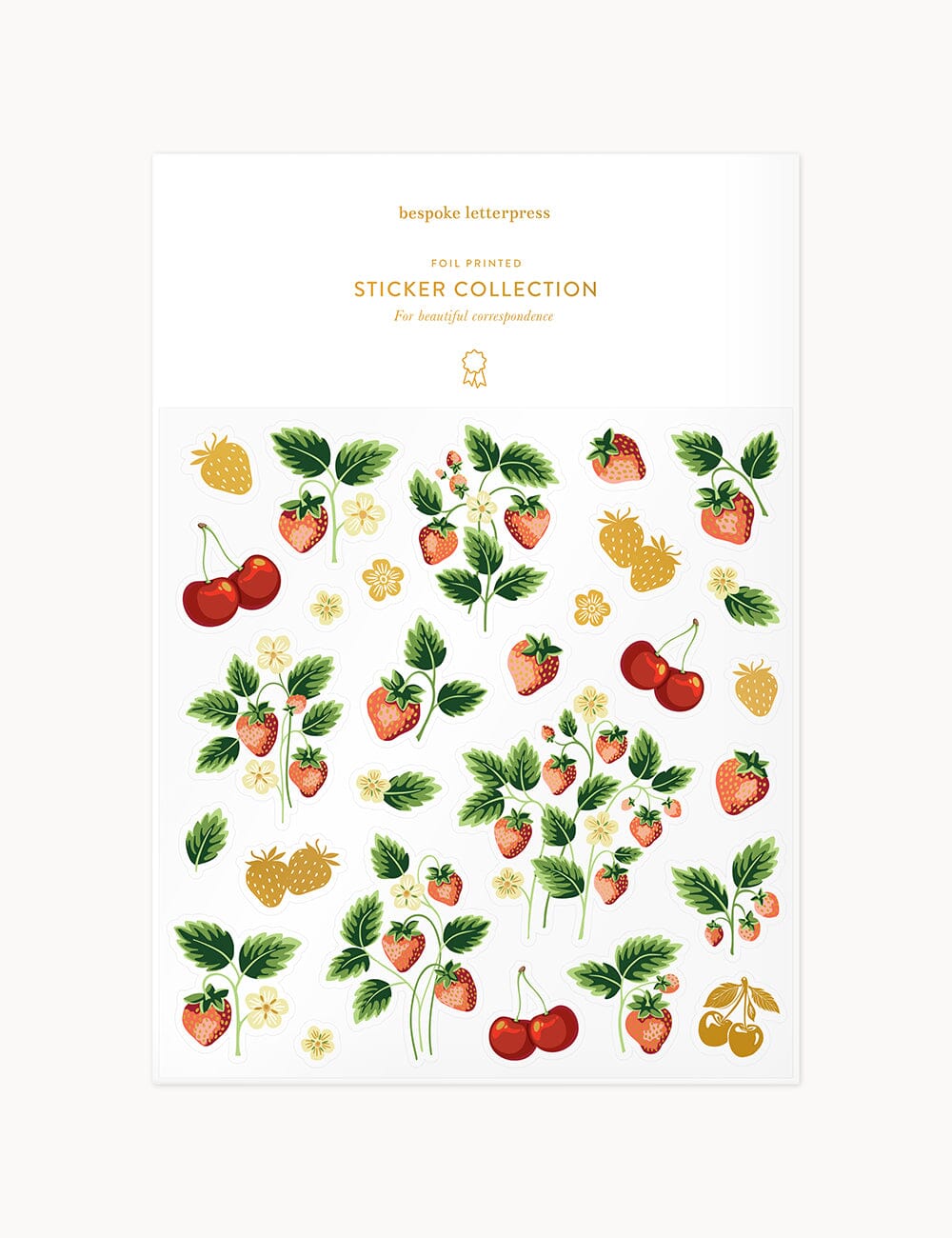 Strawberries Sticker Sheet Stickers Bespoke Letterpress 