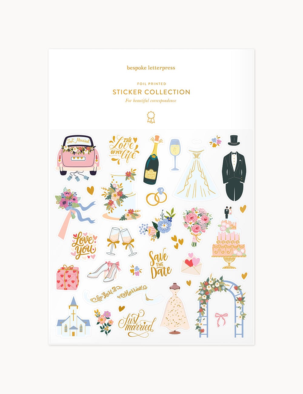 Wedding Sticker Sheet Stickers Bespoke Letterpress 
