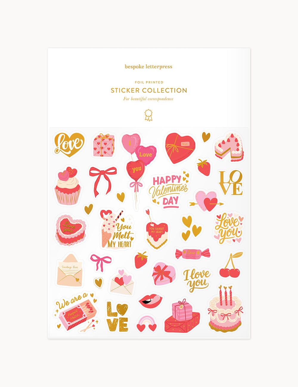 Love Sticker Sheet Stickers Bespoke Letterpress 