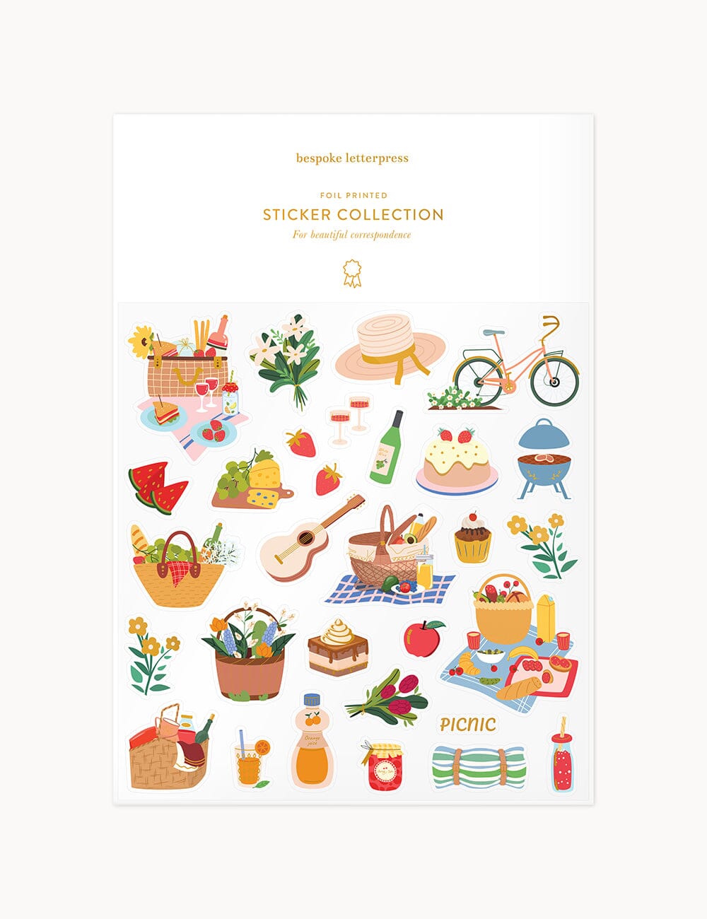 Picnic Sticker Sheet Stickers Bespoke Letterpress 