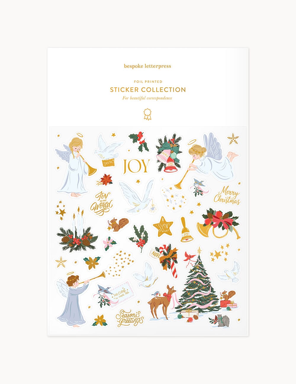 Christmas Angels Sticker Sheet Stickers Bespoke Letterpress 