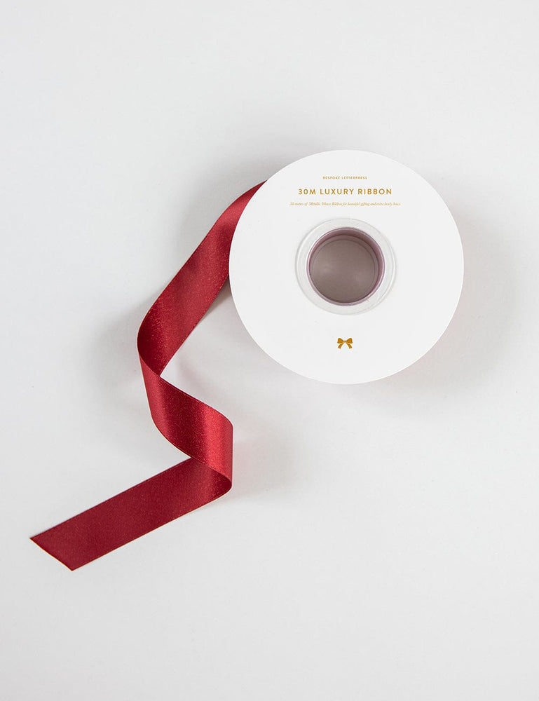 Red Shimmer Satin Ribbon 30 Meters Shimmer Ribbon Bespoke Letterpress 