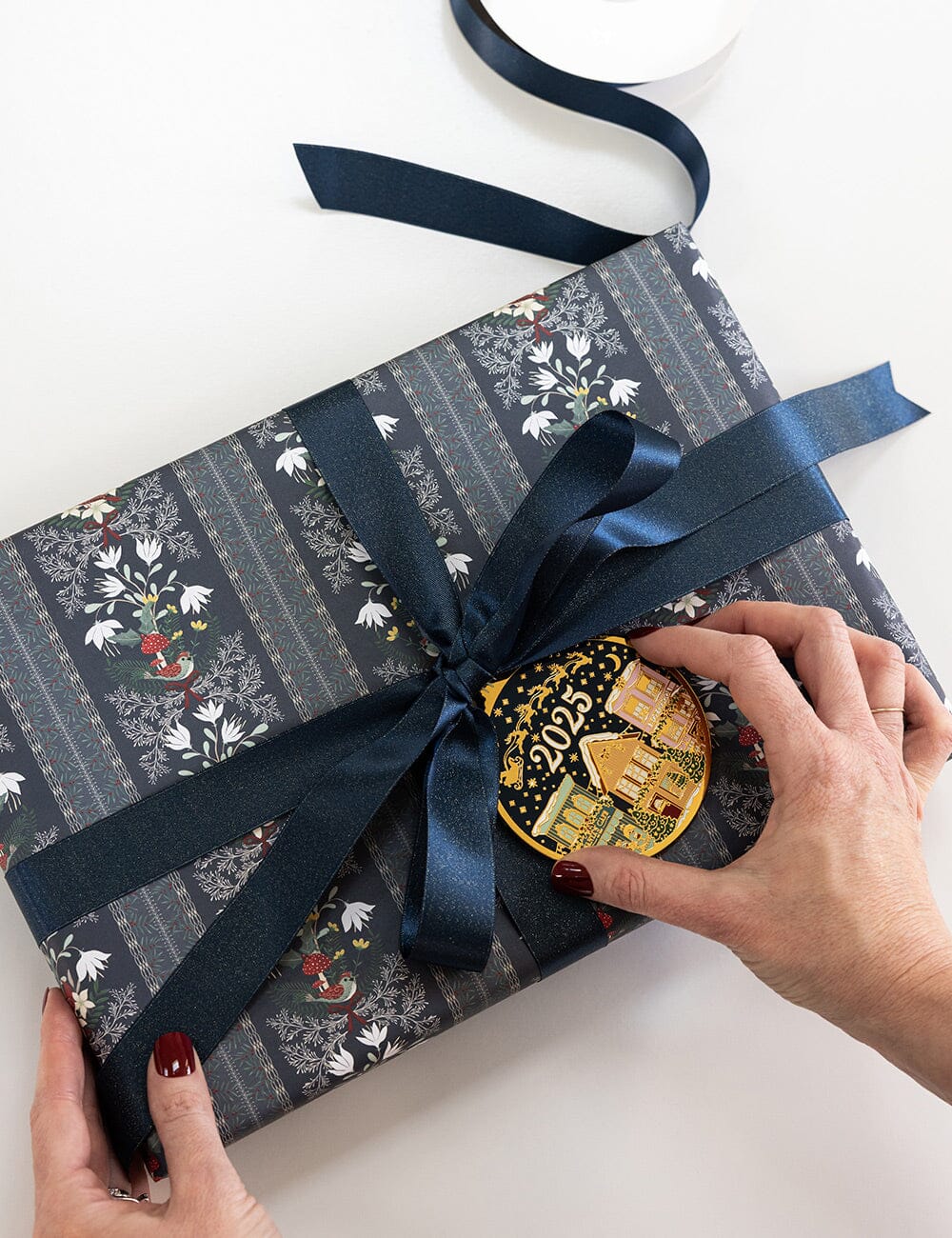 Navy Shimmer Satin Ribbon 30 Meters