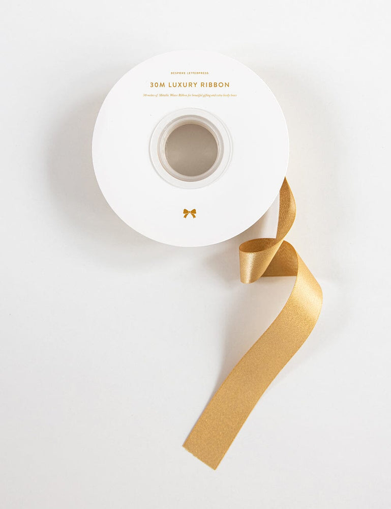 Gold Shimmer Satin Ribbon 30 Meters Shimmer Ribbon Bespoke Letterpress 