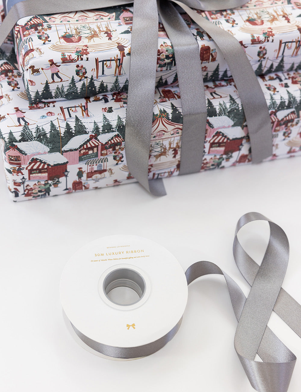 Silver Shimmer Satin Ribbon 30 Metres