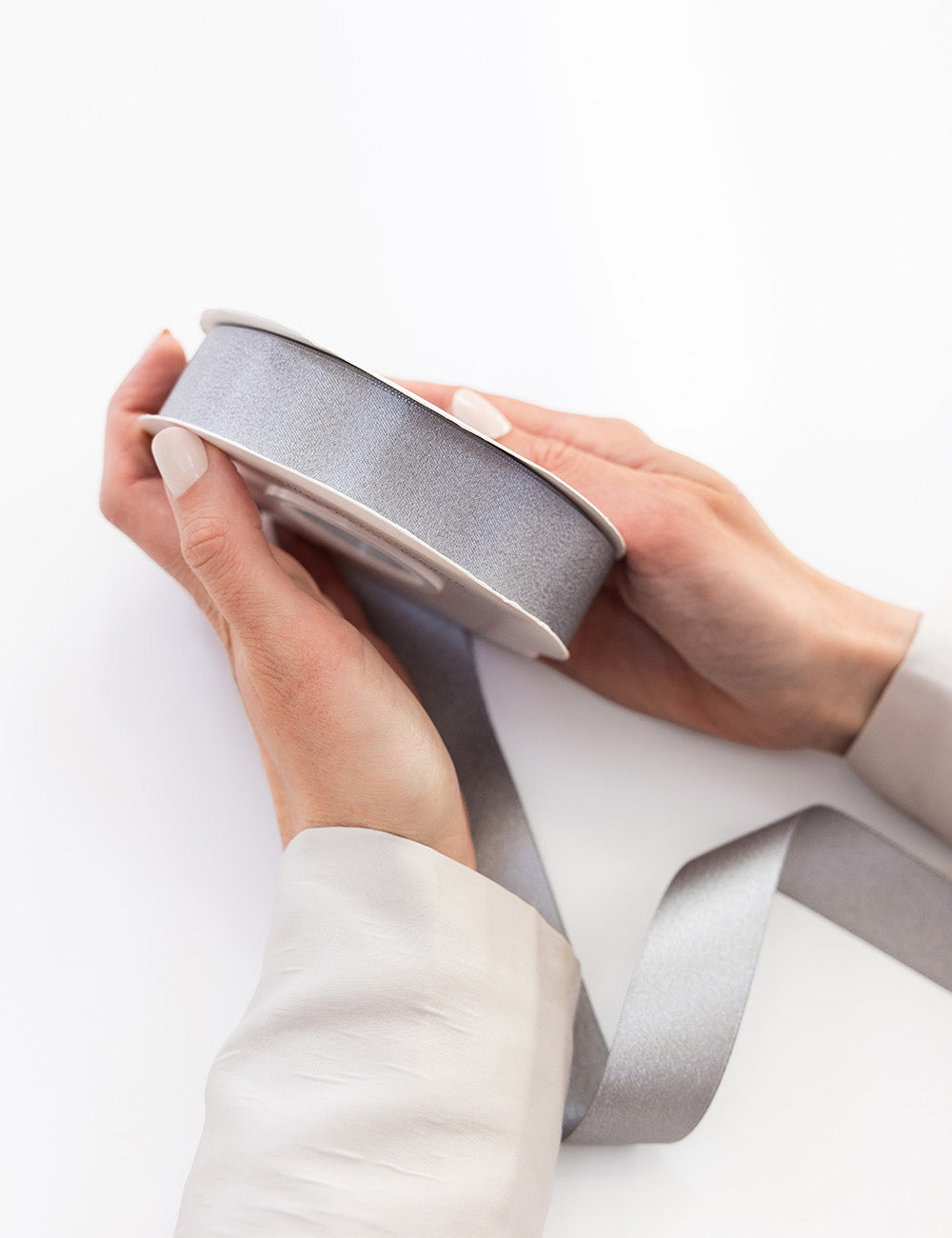 Silver Shimmer Satin Ribbon 30 Metres