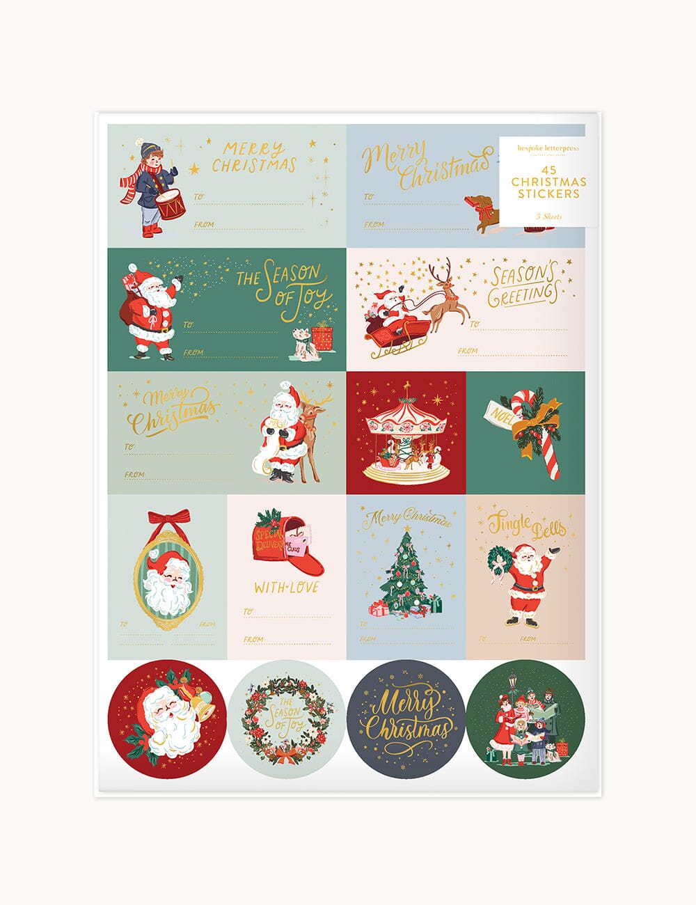 Christmas Santas Sticker Pack - 45 stickers Stickers Bespoke Letterpress 