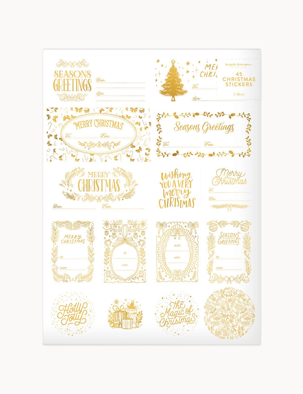 Classic Christmas Stickers Pack - 45 stickers Stickers Bespoke Letterpress 