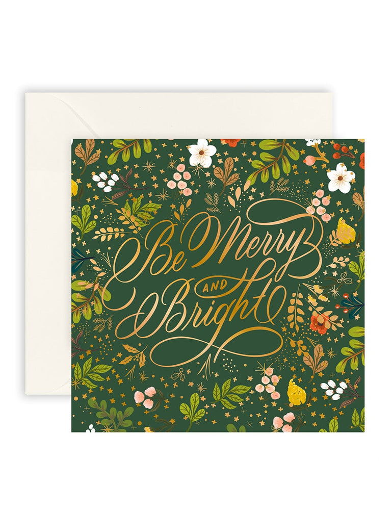 "Be Merry & Bright" Green Small Christmas Card