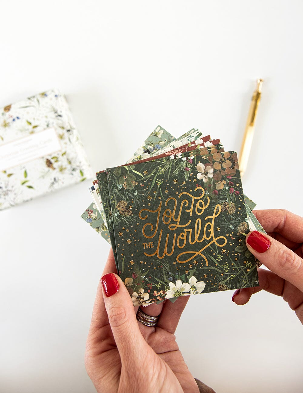 Joy to the World Green Small Christmas Card