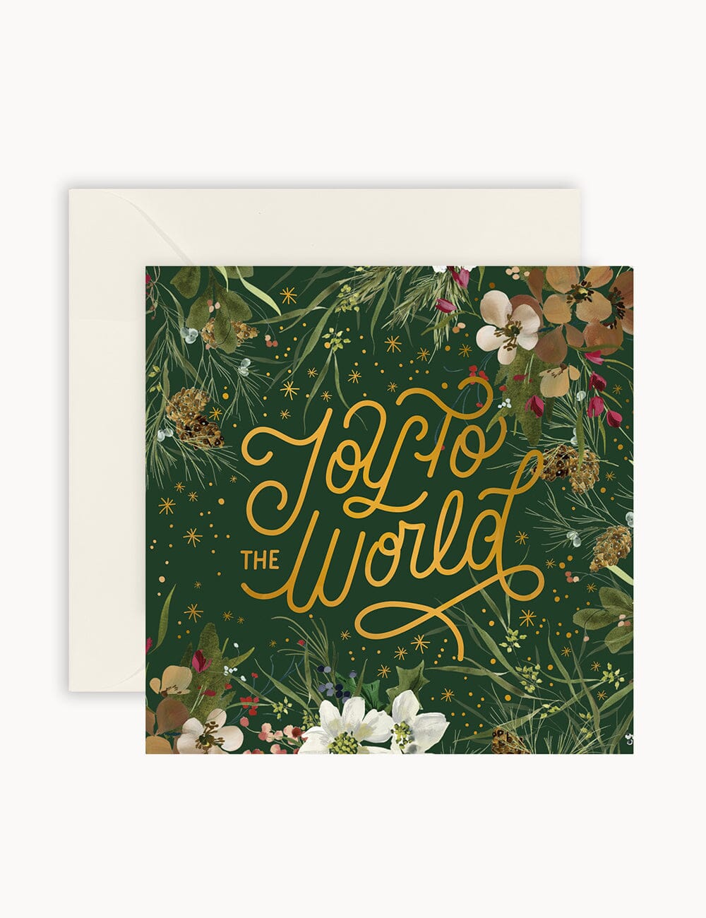 Joy to the World Green Small Christmas Card