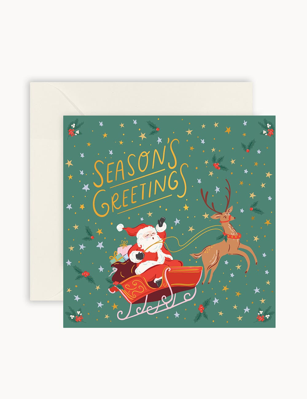 Jingle Bells Santa Square Card Christmas Cards Bespoke Letterpress 