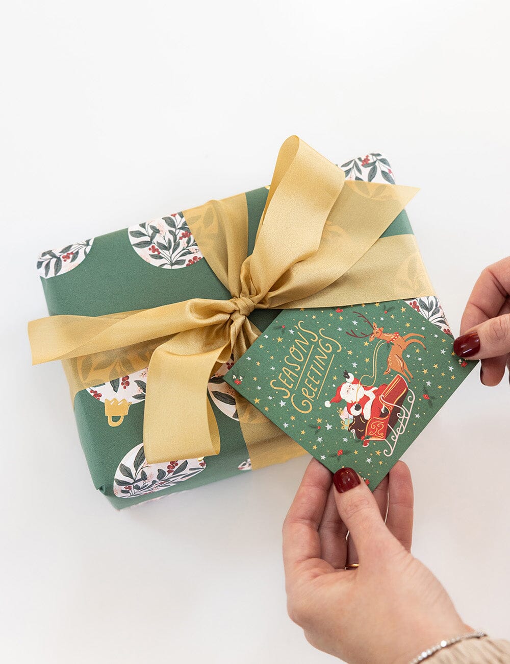 Seasons Greetings Santa Sleigh Square Card