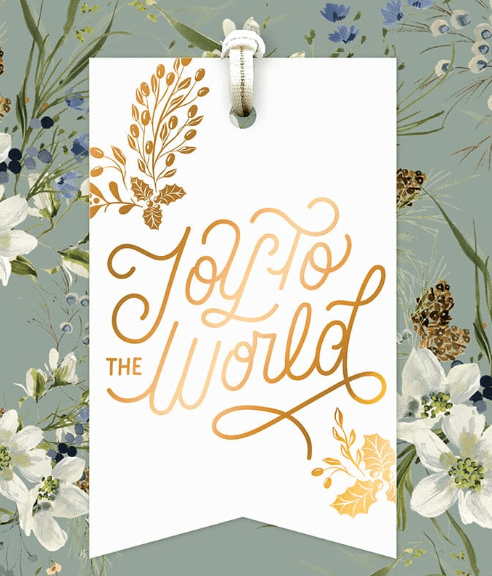 Joy To The World Flag- Single Tag Gift Tags Bespoke Letterpress 