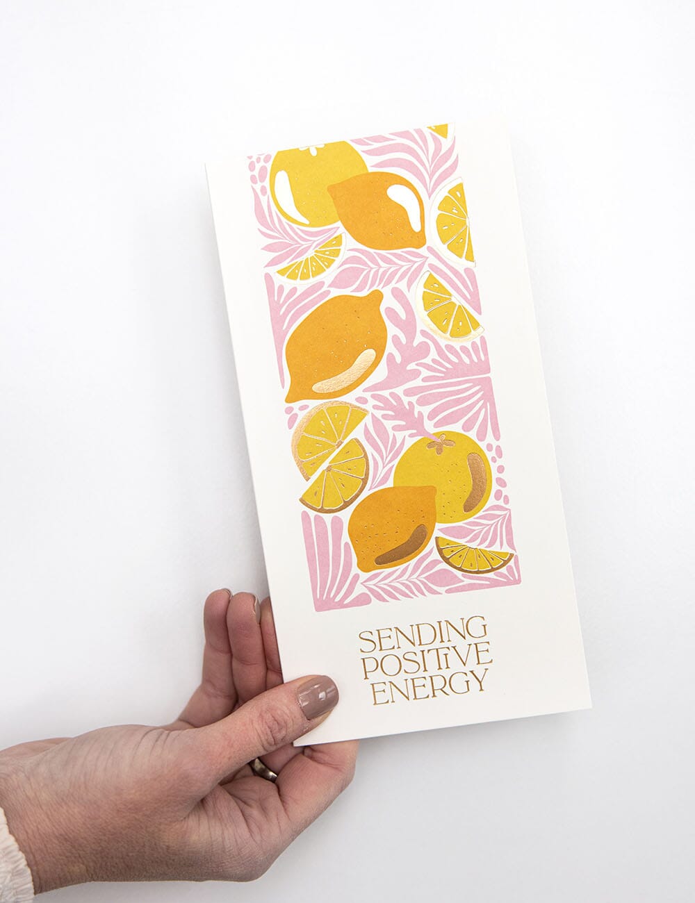 "Sending Positive Energy" Tall Card Greeting Cards Bespoke Letterpress 