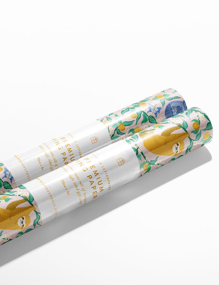 Gift Wrap Roll - Sloth Gift Wrapping Bespoke Letterpress 