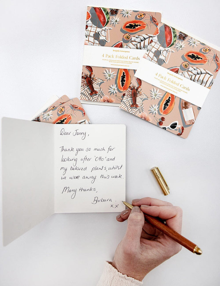 4pk Notecards - Summer Picnic by Whitney Spicer Greeting Cards Bespoke Letterpress 