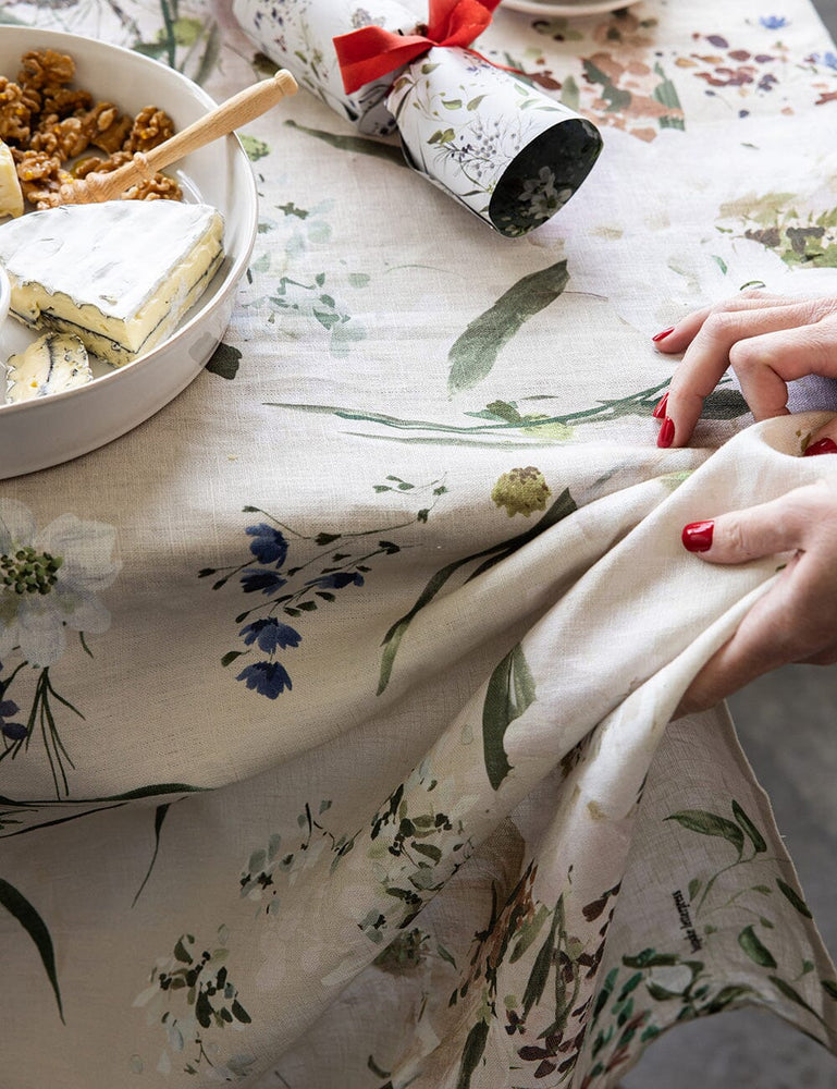 Summer Peonies Linen Tablecloth Tablecloth Bespoke Letterpress 