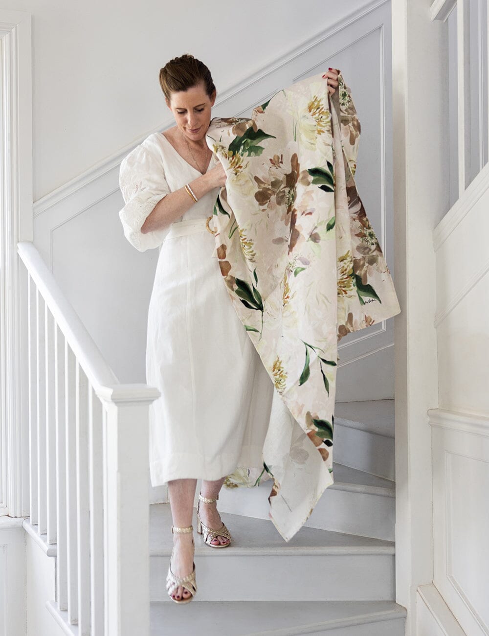 Peony Study Linen Tablecloth