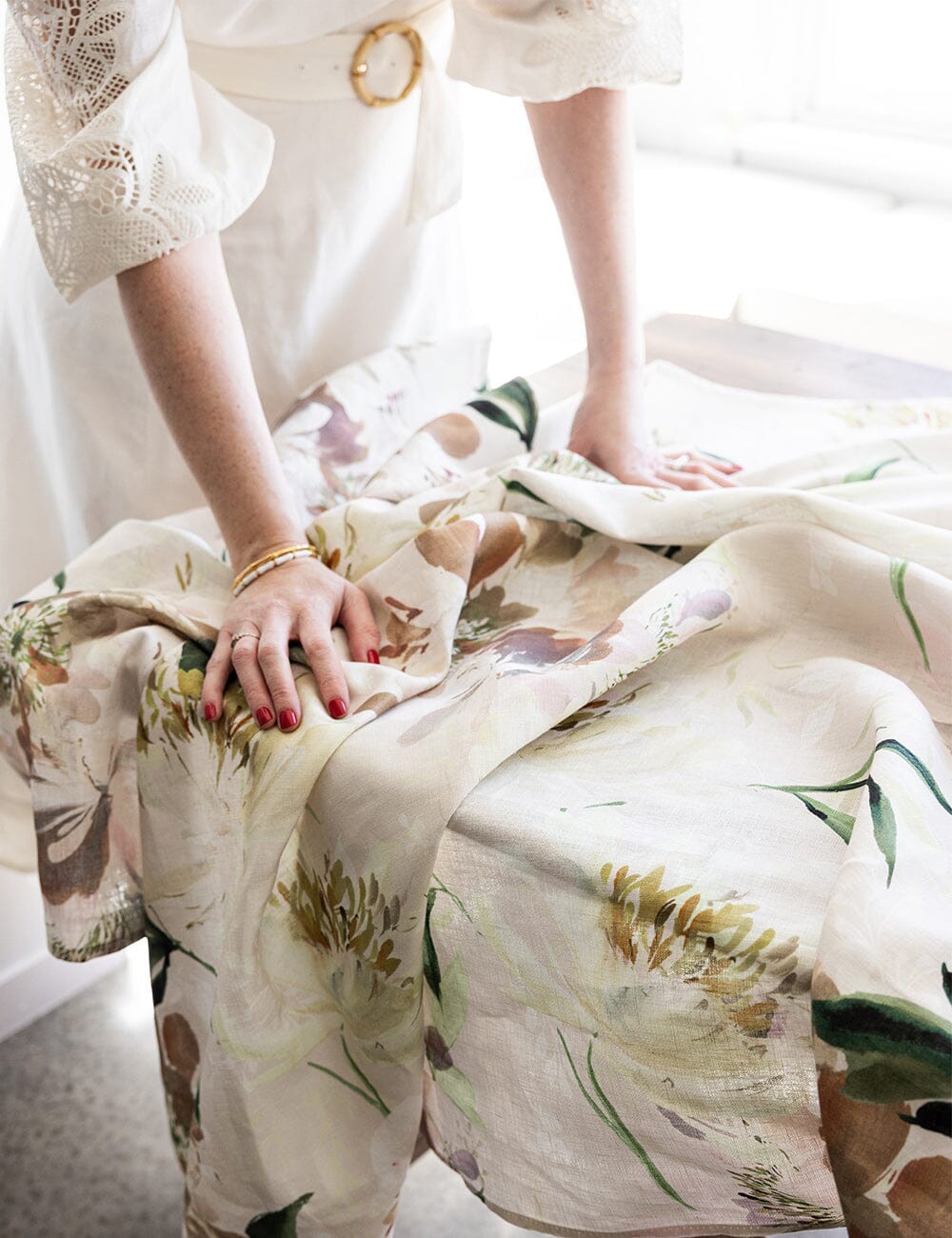 Peony Study Linen Tablecloth