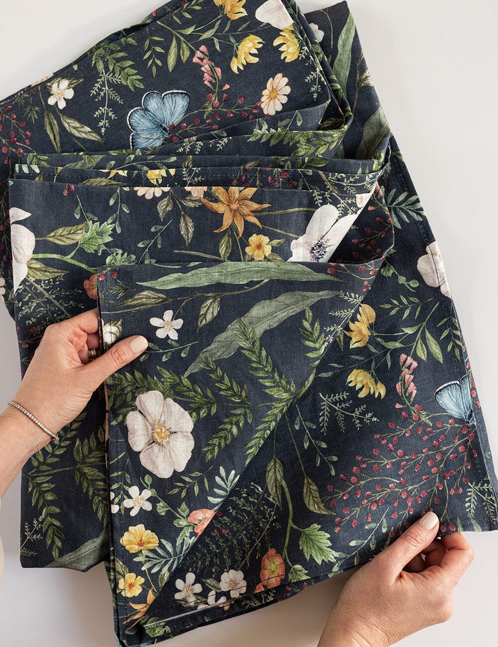 Dusk In Bloom Linen Tablecloth