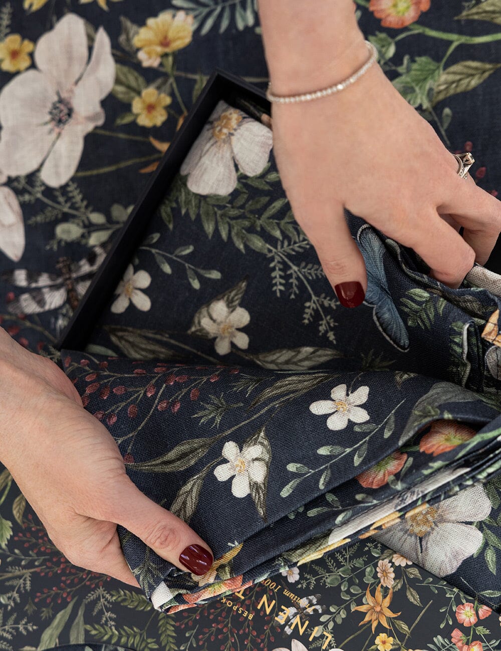 Dusk In Bloom Linen Tablecloth