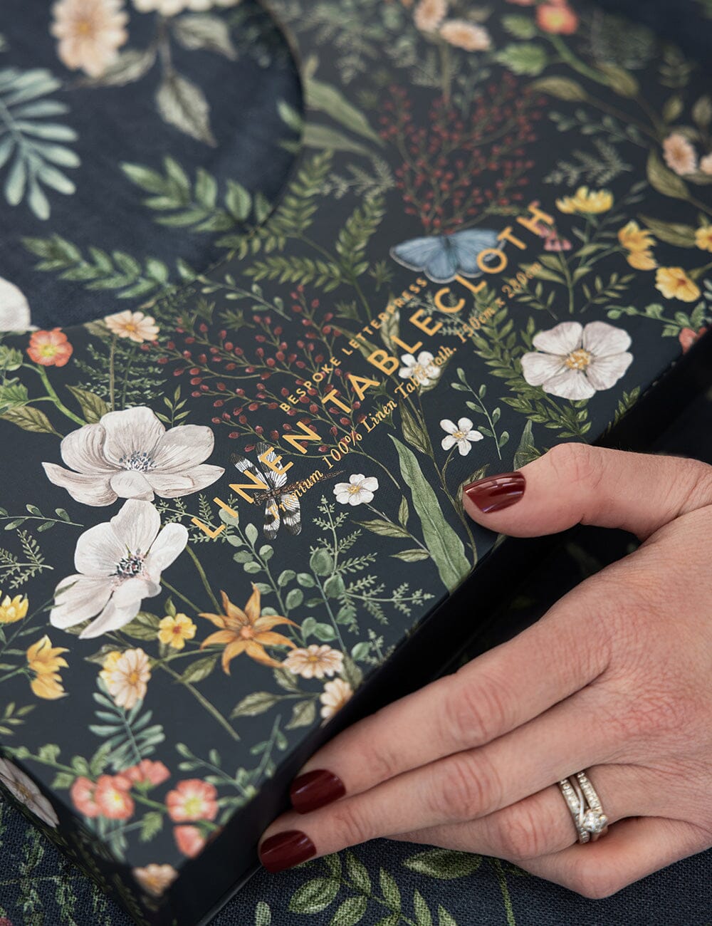 Dusk In Bloom Linen Tablecloth